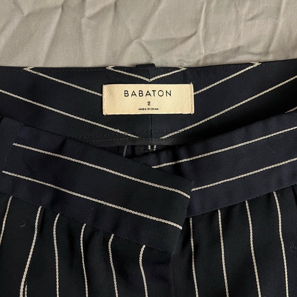 Babaton Modesto Pant Navy with White stripe Size 2 - Picture 3 of 4